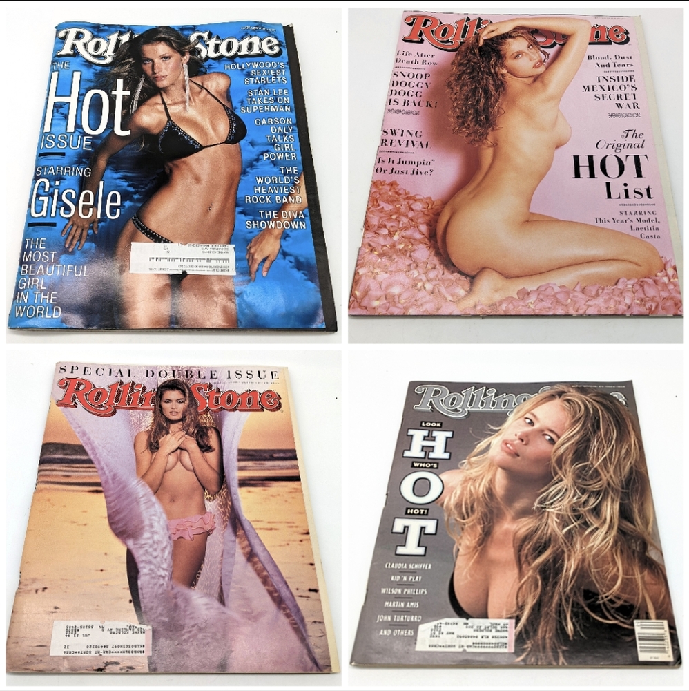 Super Models Hot Rolling Stone Magazine Lot of 4 Gisele,Cindy, Claudia,Laetitia